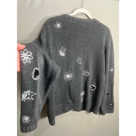 Susan Bristol VTG Embroidered Knit Cat Cardigan Button Up Sweater XL Coquette - Picture 7 of 16